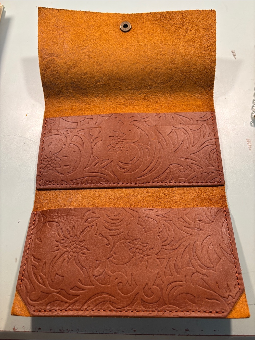Portland Leather Floral Tooled Rancher Wallet - Tan/Brown - Picture 5 of 5